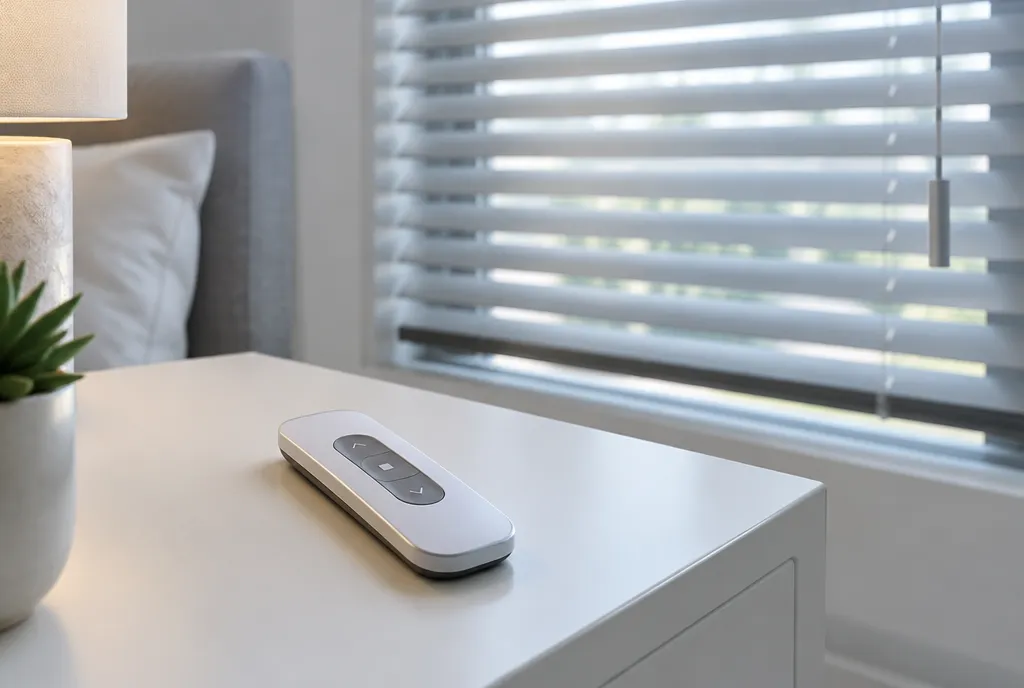 Remote control for motorised blinds.