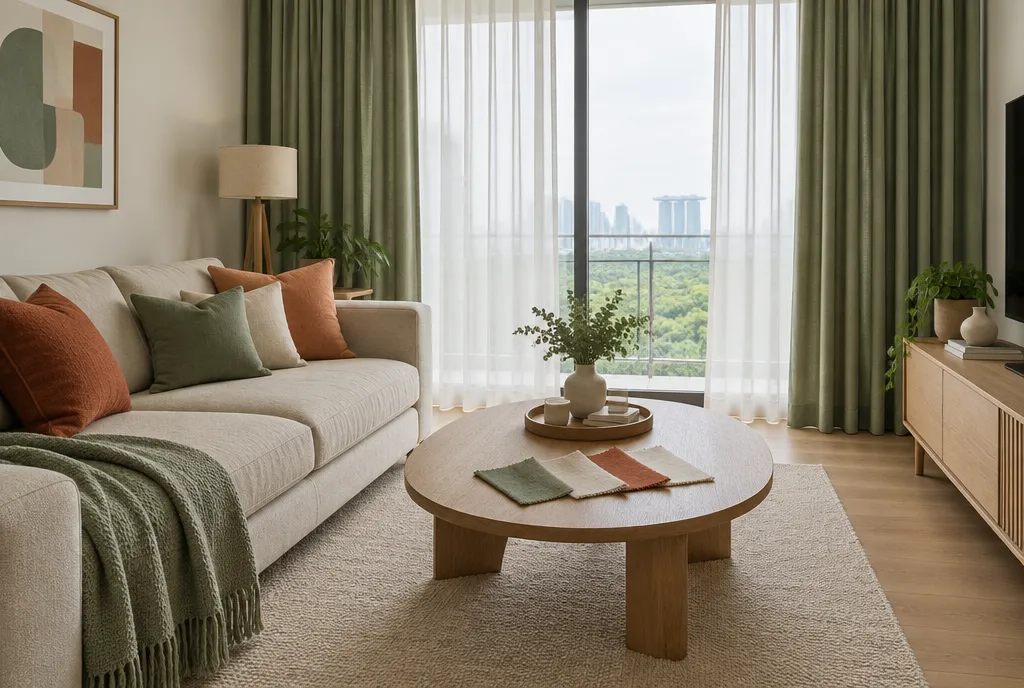 Curtain fabrics in a range of colours