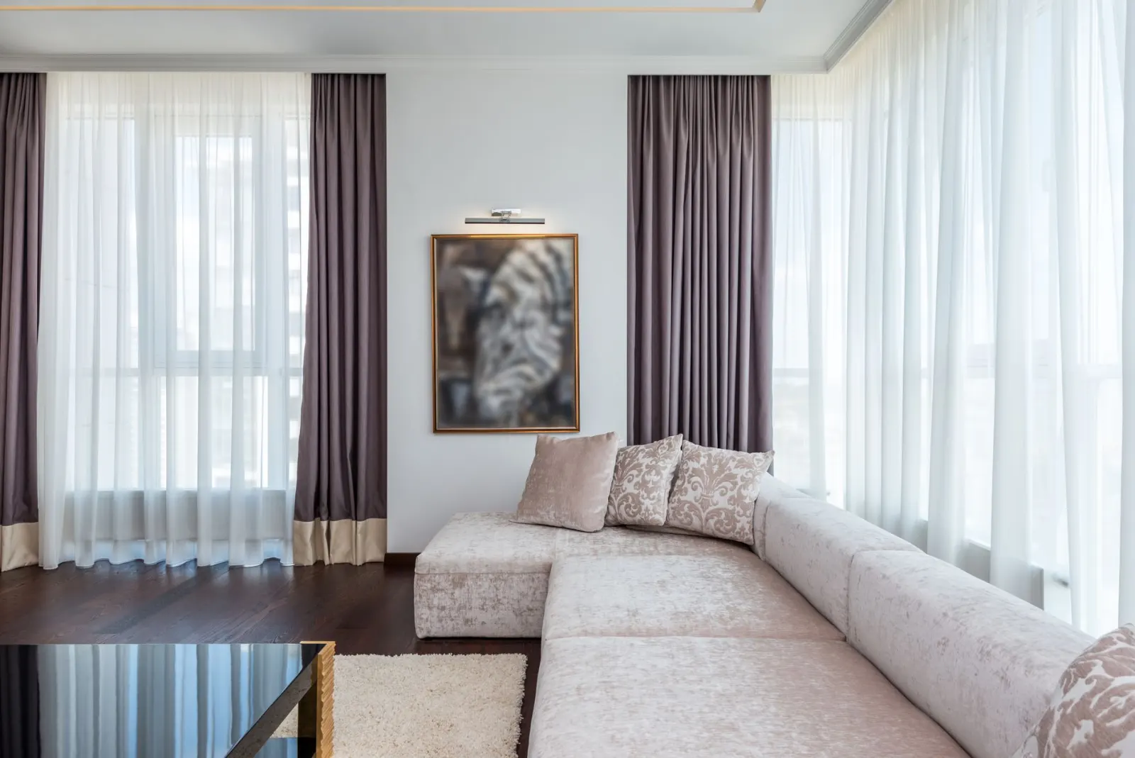 Curtains beside a room window
