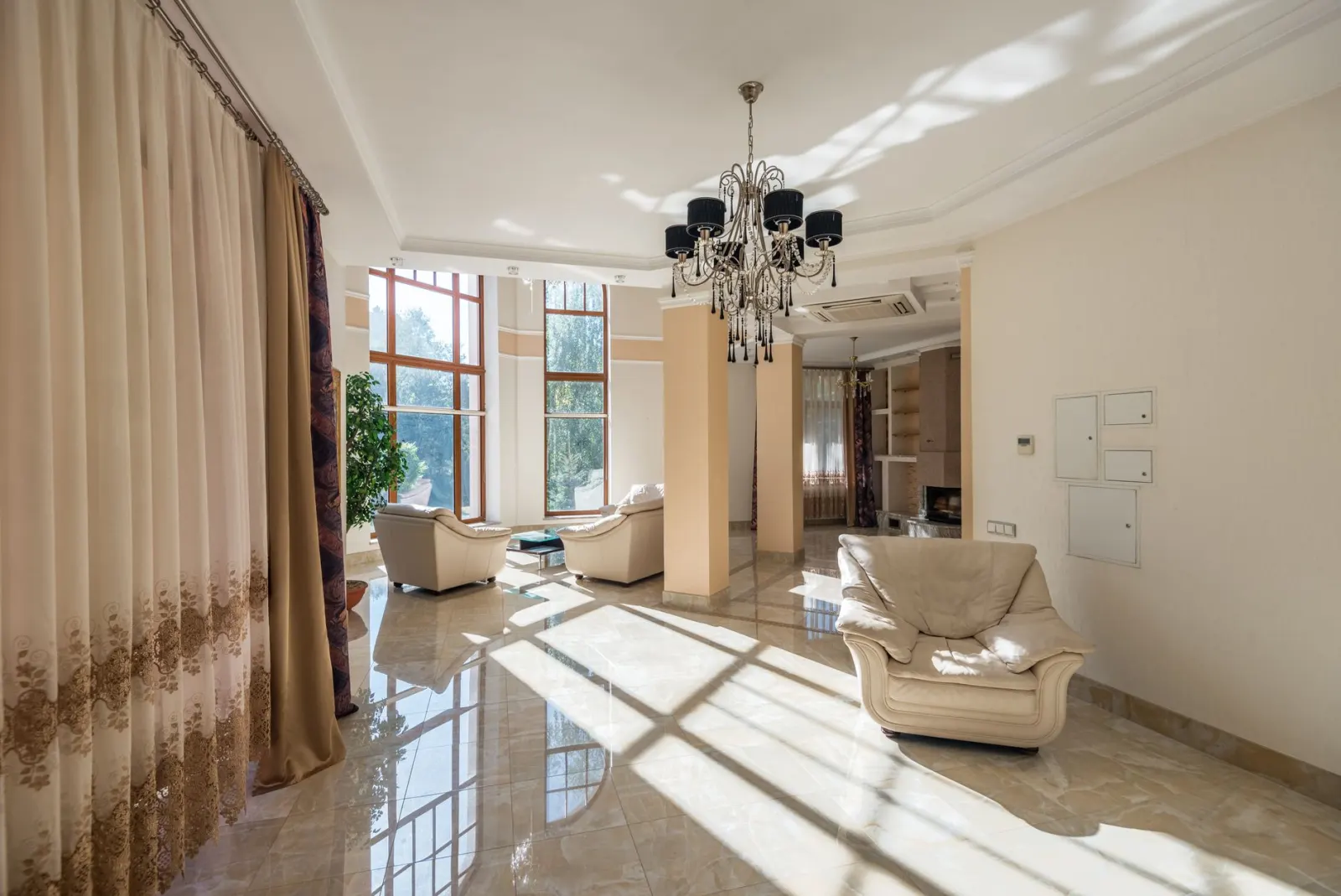 Curtains covering tall windows